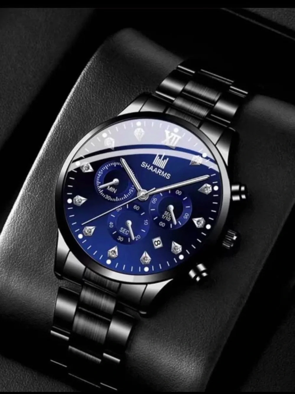 Men's Stainless Steel Chronograph Watch - Black and Gold Options